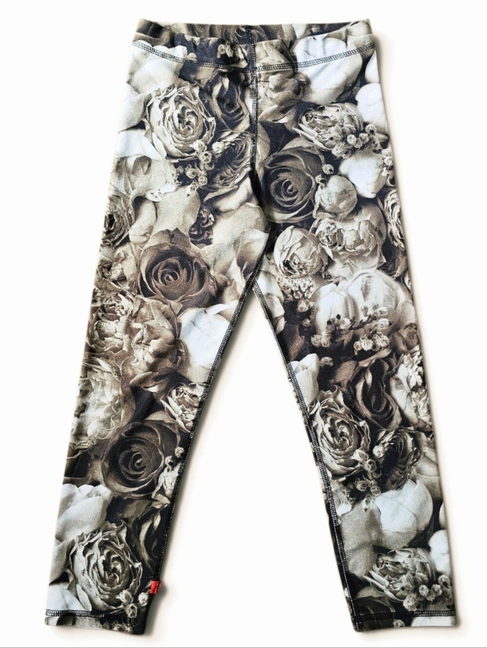 Terez Women's Olive Green Floral Print Capri Leggings Stretch Activewear, Size M